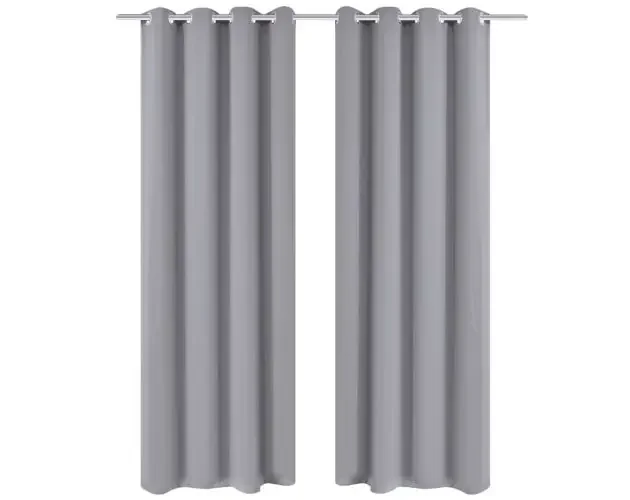 2 cortinas grises oscuras con anillas metálicas, blackout 135 x 245 cm | Brico Depôt Artigianale