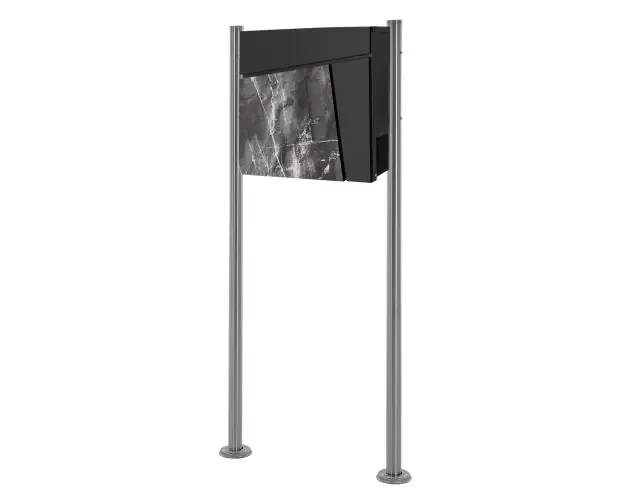 A Buon Prezzo Buzón exterior con soporte 120 cm y compartimento periódicos negro | Brico Depôt