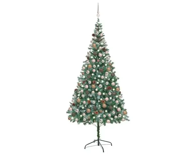A Buon Prezzo vidaXL árbol de navidad artificial con LEDs, bolas y piñas 210 cm | Brico Depôt