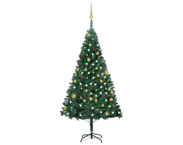 A Buon Prezzo vidaXL árbol de navidad preiluminado con luces y bolas verde 180 cm | Brico Depôt