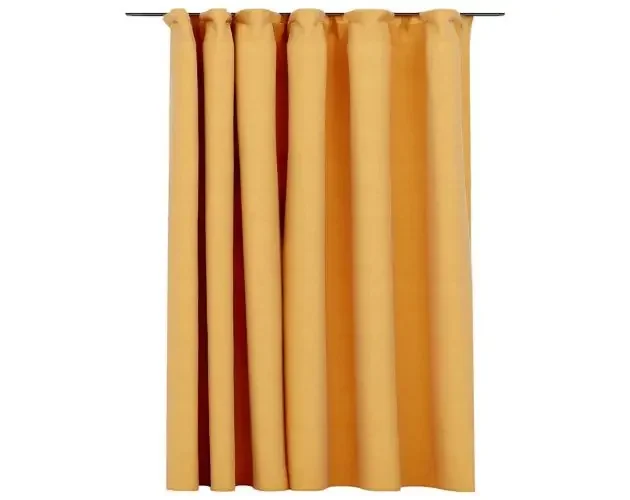 A Buon Prezzo vidaXL cortina opaca con ganchos look de lino amarillo 290×245 cm | Brico Depôt