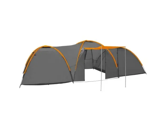 A Buon Prezzo vidaXL tienda de campaña iglú 8 personas gris y naranja 650x240x190 cm | Brico Depôt