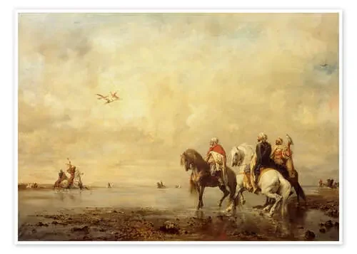 A falcon hunt in the Sahara desert de Eugene Fromentin ARTOTHEK