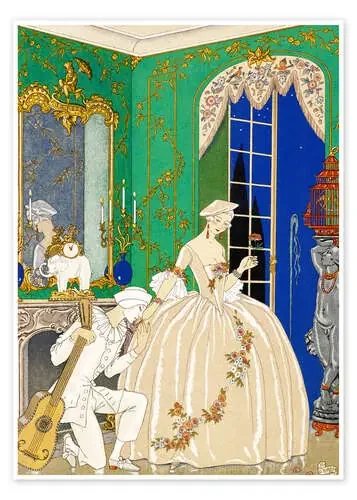 A woman and musician de Georges Barbier Bridgeman Images