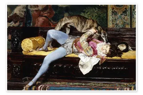 A Young Page, Playing with a Greyhound de Giovanni Boldini Bridgeman Images