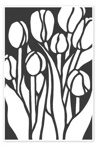 Abstract bunch of tulips in black and white de Natalie Bruns