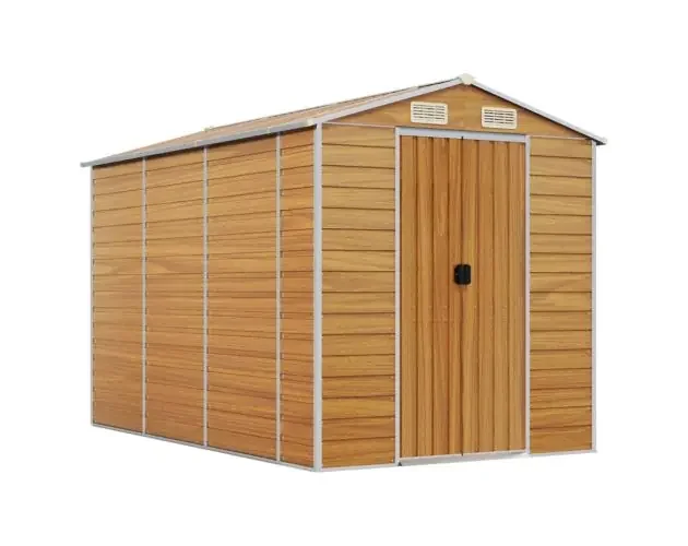 Acquista Ora vidaXL caseta de jardín marrón claro 191x300x198 cm acero galvanizado | Brico Depôt
