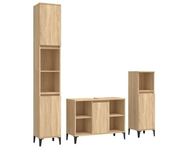 Acquista Ora vidaXL set de muebles de baño 3 pzas madera contrachapada roble sonoma | Brico Depôt