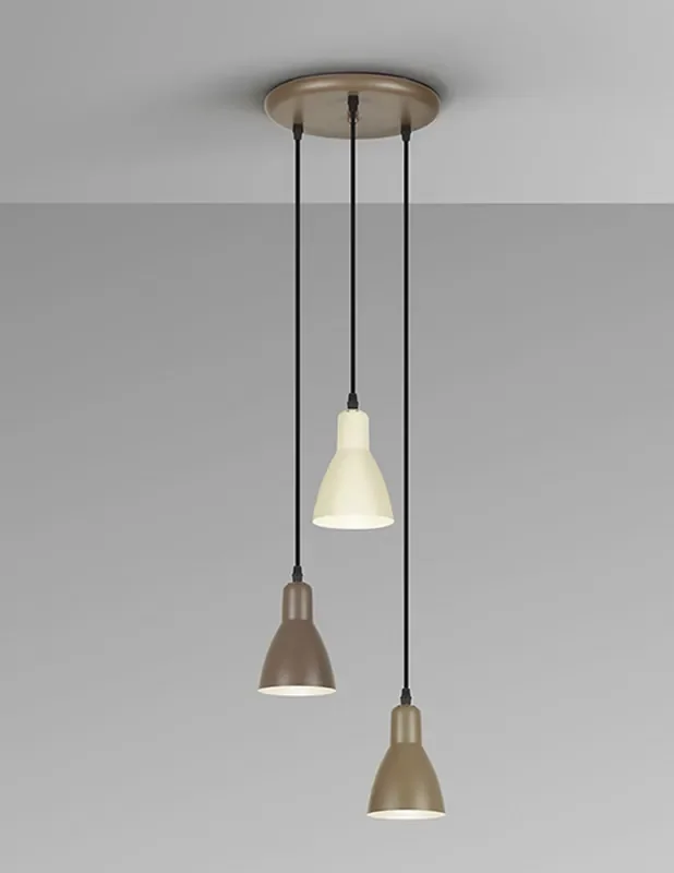 Afra Lámpara Plafón 3 Luces Marrón Crema Schuller