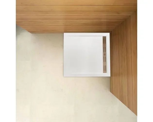 Aica plato de ducha blanco 90x90x3cm,piedra artificial,juego de desagüe | Brico Depôt Offerta Lampo