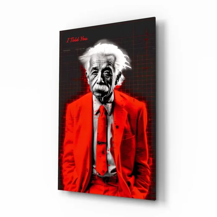 Albert Einstein‘s Colorful World Glass Wall Art Designer Collection – 28.5 » X 18 «