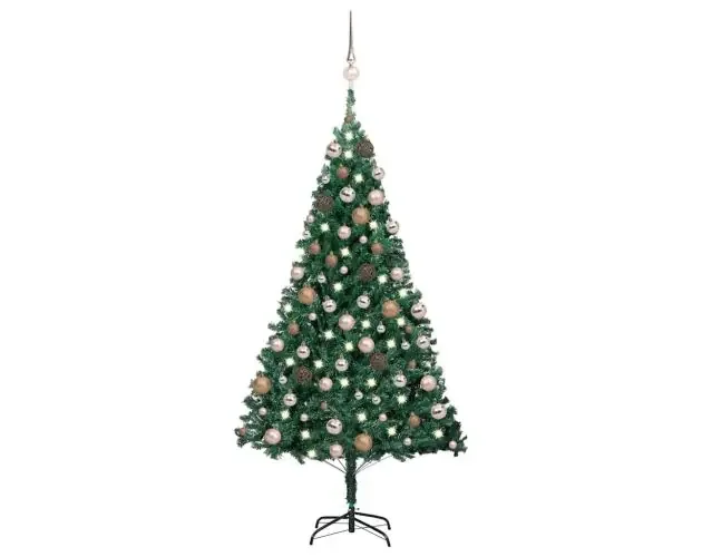 All’Ingrosso vidaXL árbol de navidad preiluminado con luces y bolas verde 180 cm | Brico Depôt