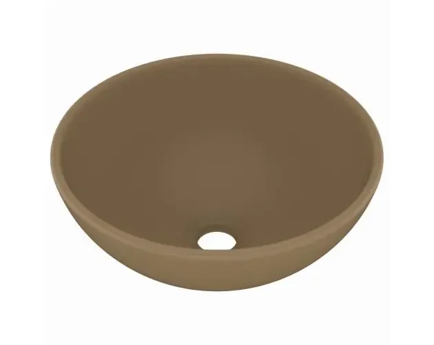 All’Ingrosso vidaXL lavabo de lujo redondo cerámica crema mate 32,5×14 cm | Brico Depôt