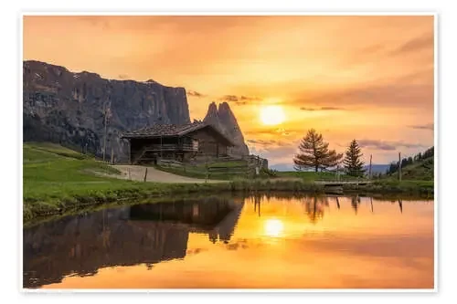 Alpe di Siusi with Schlern at sunset de Dieter Meyrl