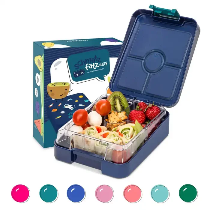 Alta Qualità Klarstein schmatzfatz fiambrera junior | con recipiente adicional | apta para niños | sellada | 4 compartimentos para porciones | apta para alimentos líquidos | 18 x 15 x 5 cm (ancho x alto x fondo) | Navy Space