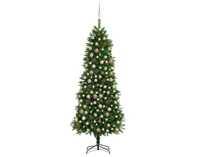 Alta Qualità vidaXL árbol de navidad artificial con luces y bolas verde 240 cm | Brico Depôt