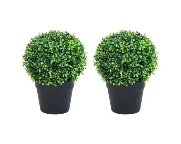 Alta Qualità vidaXL plantas de boj artificial 2 uds forma bola maceta verde 37 cm | Brico Depôt