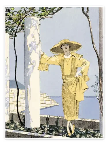 Amalfi, ilustración de una mujer vestida de amarillo, 1922 de Georges Barbier Bridgeman Images