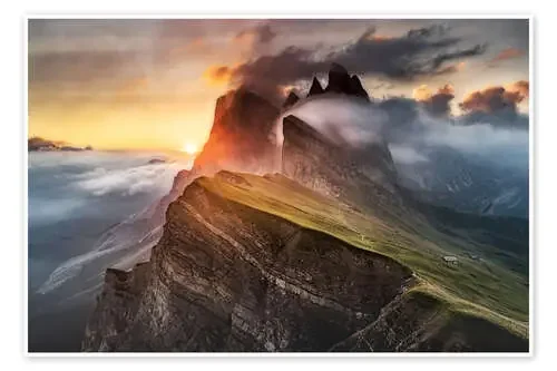 Amanecer en los Dolomitas en Seceda de Andreas Wonisch