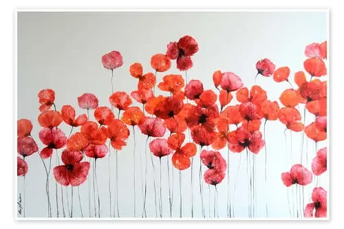 Amapolas rojas sobre un fondo blanco de Sophie Duplain