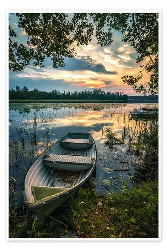 Ambiente de noche romántica en el lago, Suecia de Sören Bartosch