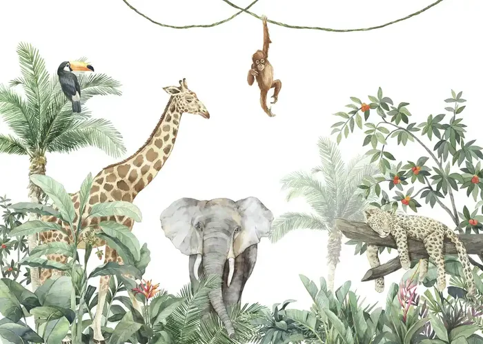 Amigos de la jungla con elefante