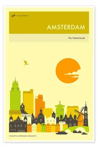 AMSTERDAM TRAVEL POSTER de Jazzberry Blue