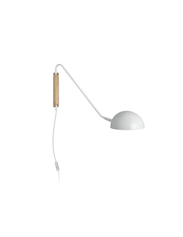 Aplique Brazo Alargado Madera y Metal Blanco