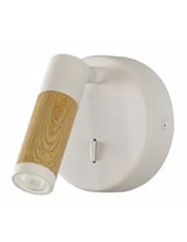 Aplique Circular Blanco Madera Clara Led Bombilla Desmontable
