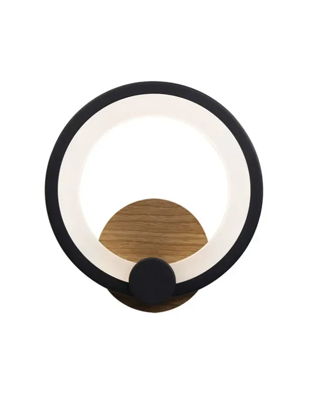 Aplique Diseño LED Aro Negro Madera