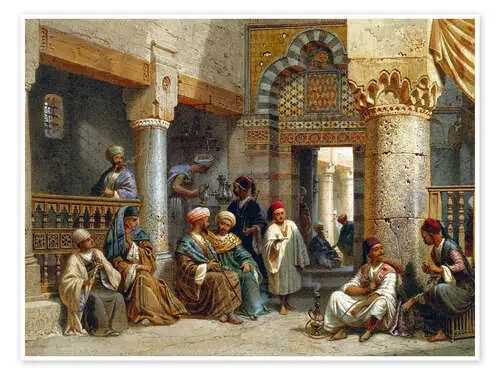 Arabic Figures in a Coffee House de Carl Friedrich Heinrich Werner Bridgeman Images
