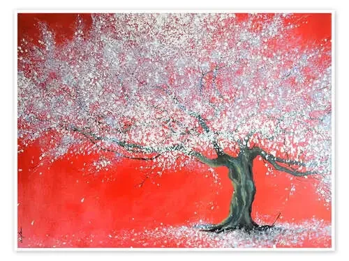 Árbol blanco sobre rojo de Sophie Duplain