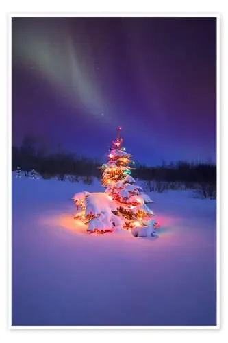 Árbol de Navidad y aurora boreal de Carson Ganci Design Pics
