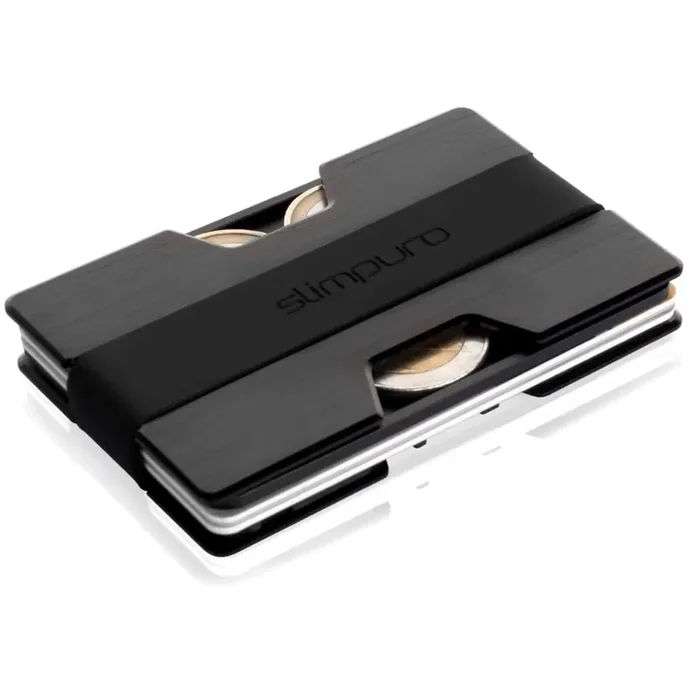 Artigianale NANO Slim Wallet cartera tarjetera monedero billetero | Hasta 12 tarjetas | Tarjeta multifuncional MultiTool | Protección RFID | Bordes redondeados | 2 correas de silicona para billetes | Compartiment