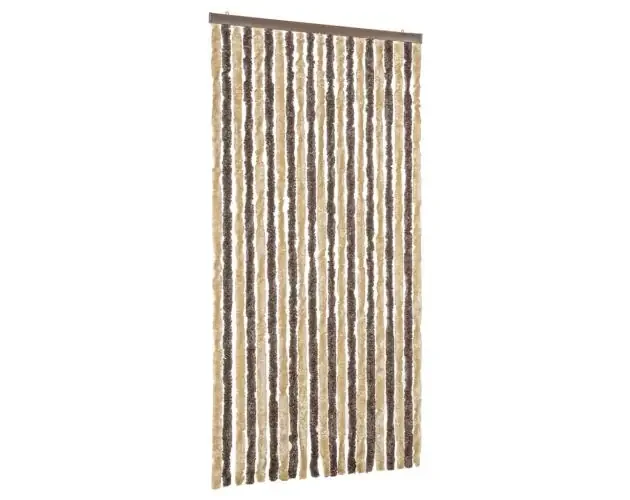 Artigianale vidaXL cortina antimoscas chenilla marrón oscuro y beige 90×220 cm | Brico Depôt