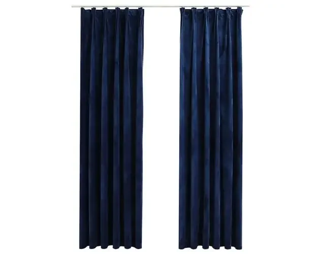 Artigianale vidaXL cortinas opacas ganchos 2 pzas terciopelo azul oscuro 140x245cm | Brico Depôt