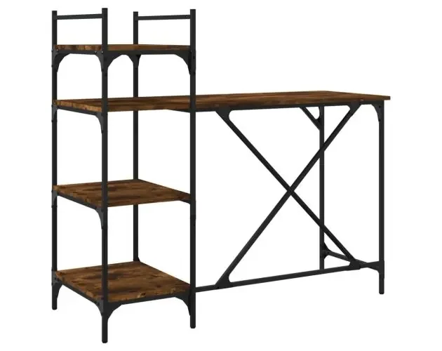 Artigianale vidaXL escritorio de ordenador con estantes roble ahumado 120x47x109cm | Brico Depôt