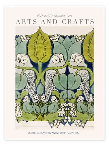 Arts and Crafts – Owls I de Charles Francis Annesley Voysey Exhibition Posters