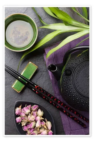 Asian sushi chopsticks, tea and teapot Editors Choice