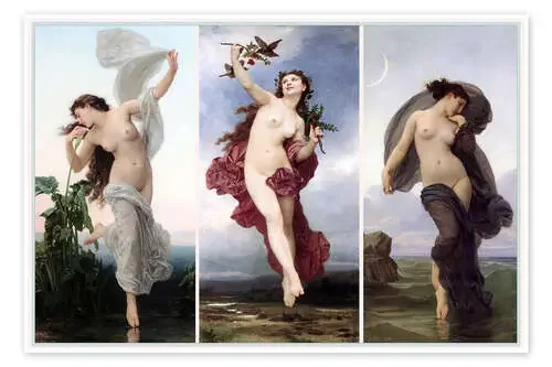 Aurora, Tarde y Crepúsculo (tríptico) de William Adolphe Bouguereau Master Collection