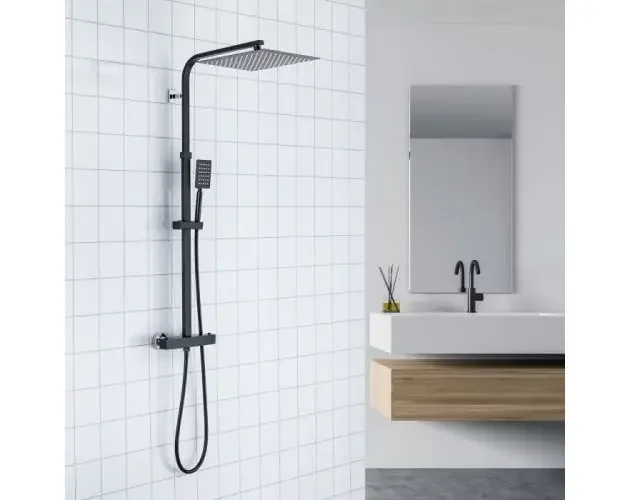 Autentico Auralum columna de ducha termostática 38°c – acero inoxidable – altura regu | Brico Depôt