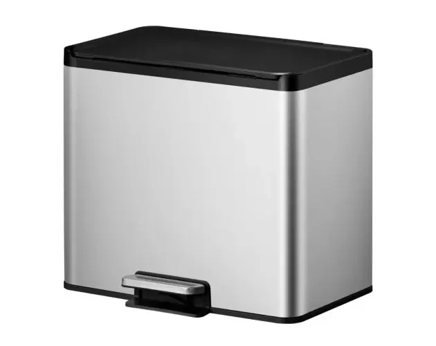 Autentico Eko cubo de basura de pedal essential 2×15 l plateado mate | Brico Depôt