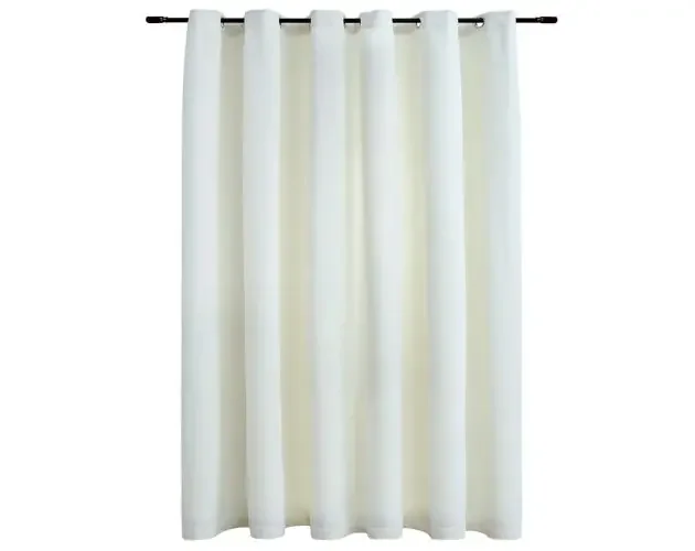 Autentico vidaXL cortina opaca con anillas de metal terciopelo crema 290×245 cm | Brico Depôt