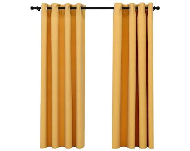 Autentico vidaXL cortinas opacas con ojales look lino 2 pzas amarillo 140×175 cm | Brico Depôt