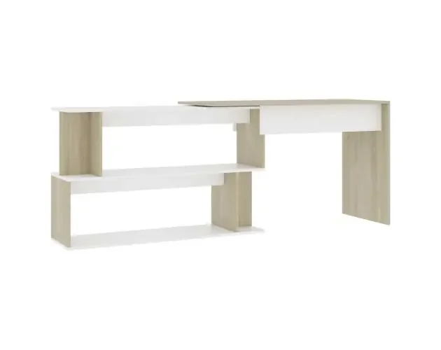 Autentico vidaXL escritorio de esquina contrachapada blanco y roble 200x50x76 cm | Brico Depôt