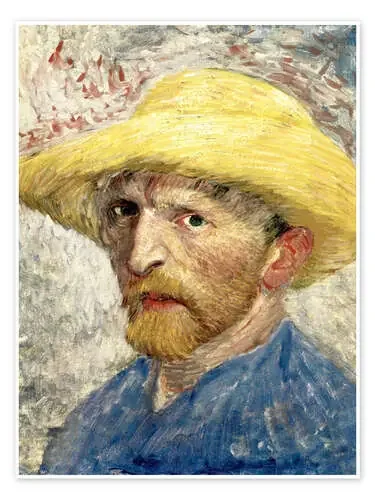 Autoretrato con sombrero de paja, 1887 de Vincent van Gogh Everett Collection