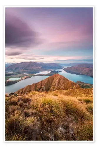 Awesome sunset over Wanaka lake from Mt Roy, Otago, New Zealand de Matteo Colombo