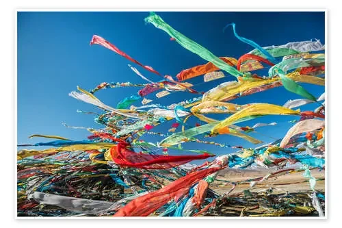 Banderas de oración tibetanas en el viento de Sergey Orlov Design Pics