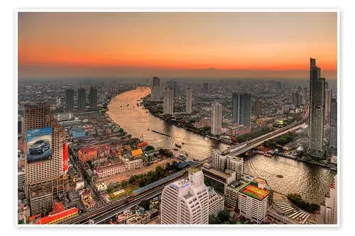 Bangkok y el río Chao Phraya al atardecer de HADYPHOTO