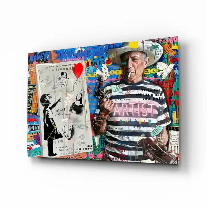 Banksy‘s Picasso Glass Wall Art Designer Collection – 28.5 » X 18 «